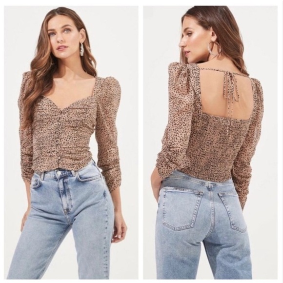 Astr The Label - Colima Ruched Animal Print Top - Picture 7 of 8